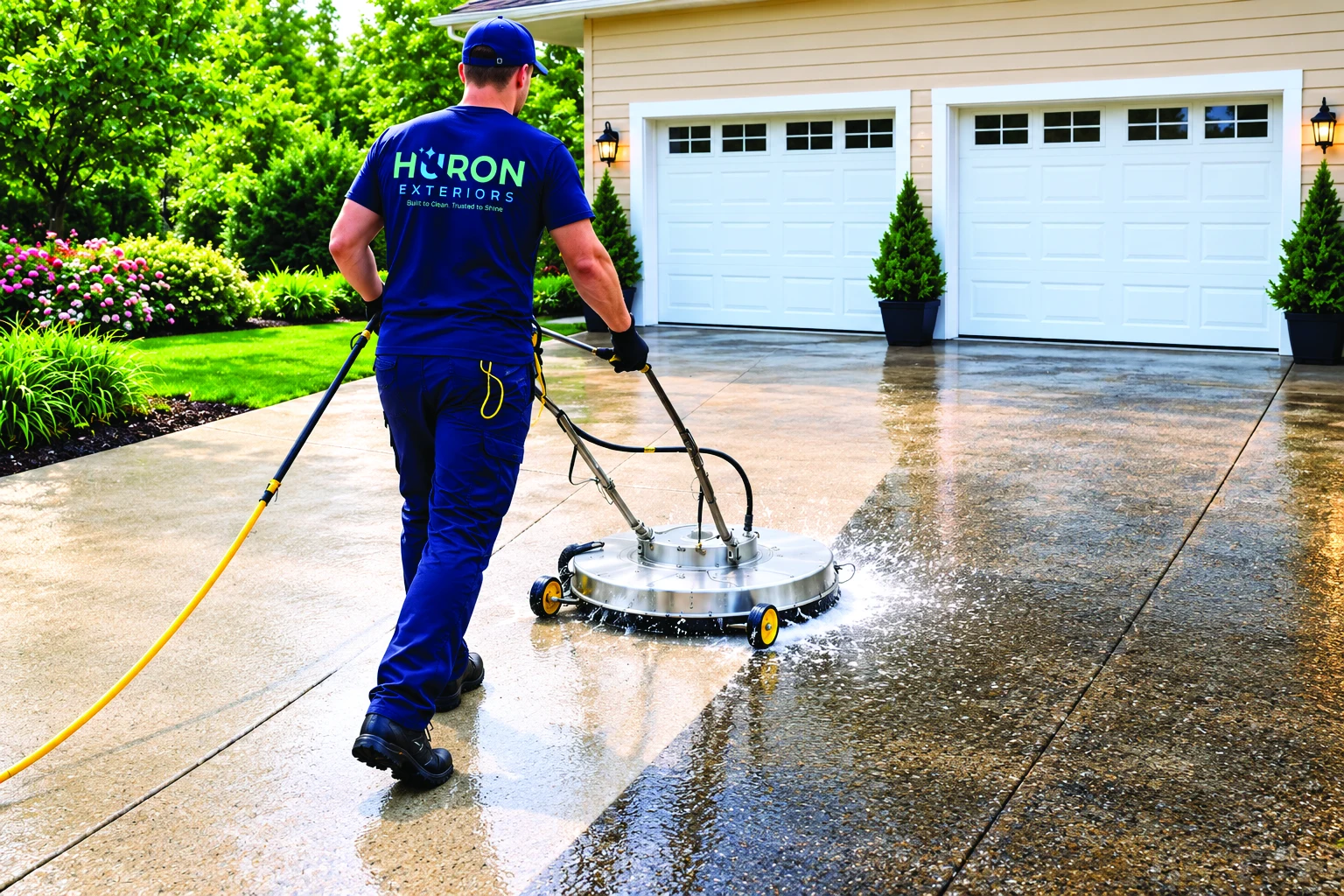 Pressure washing imagery from the company brochure